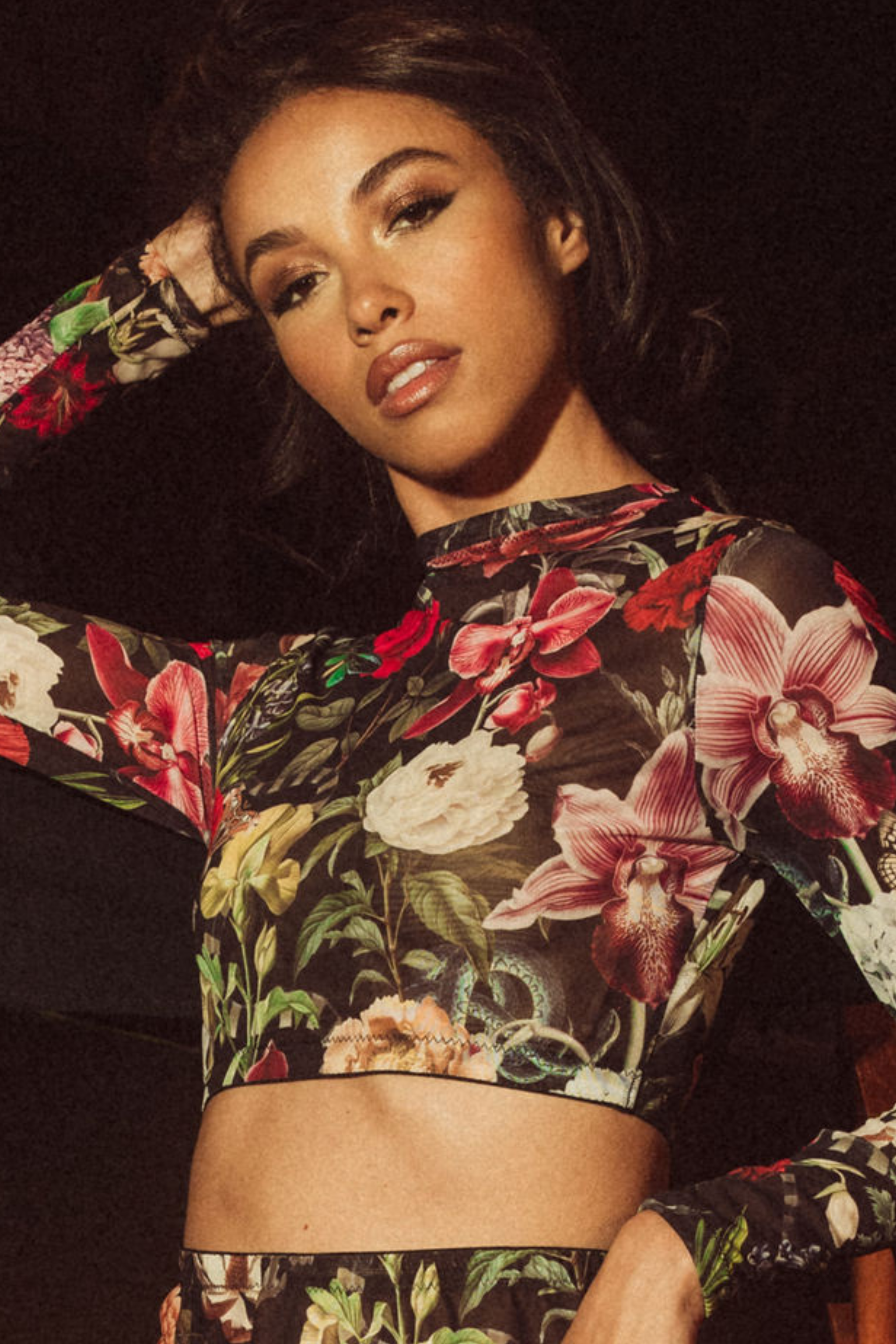 Kilo Brava Mesh Crop Top in Garden of Eden