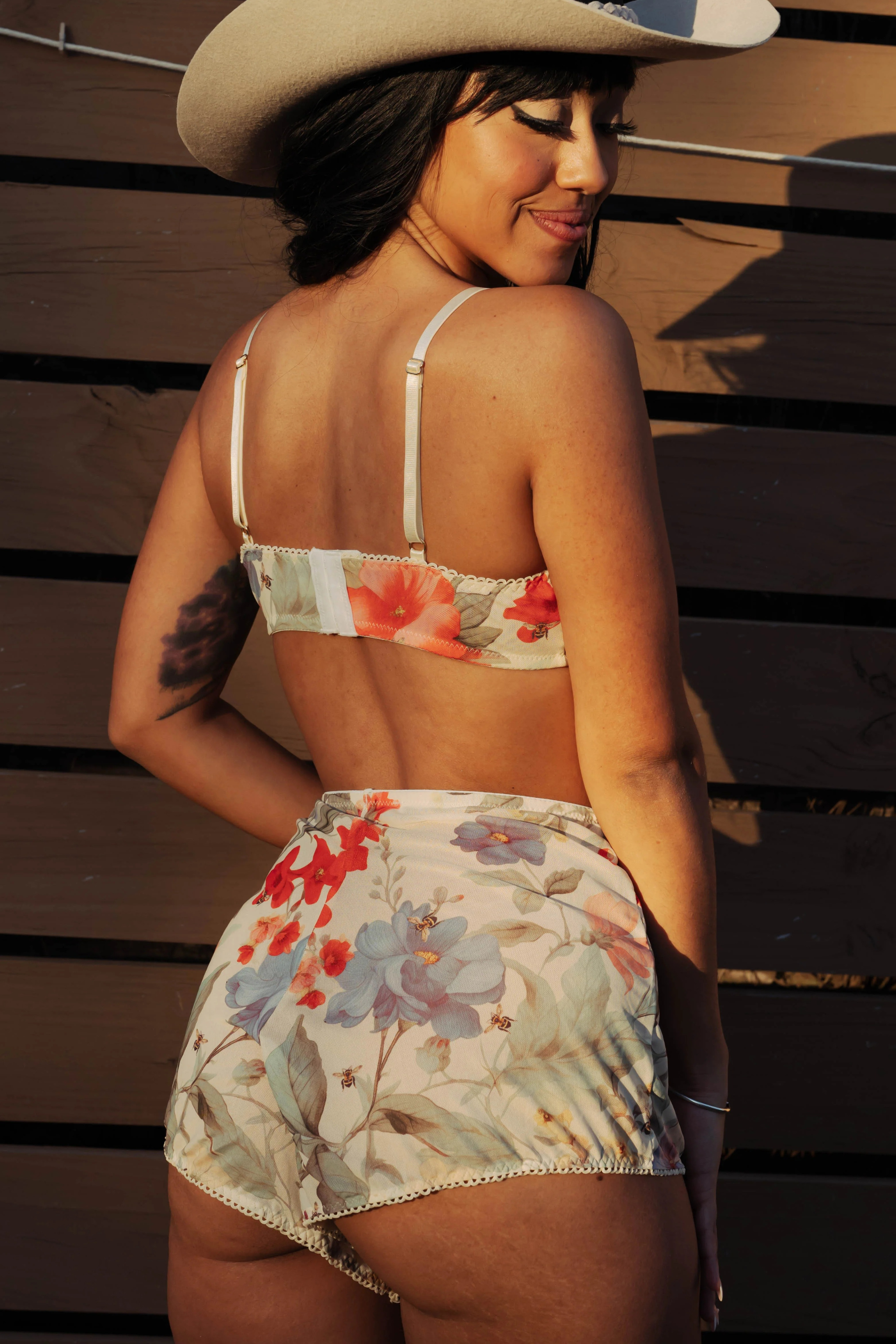 Kilo Brava Mesh High Waist Shorts in Honeybee Florals