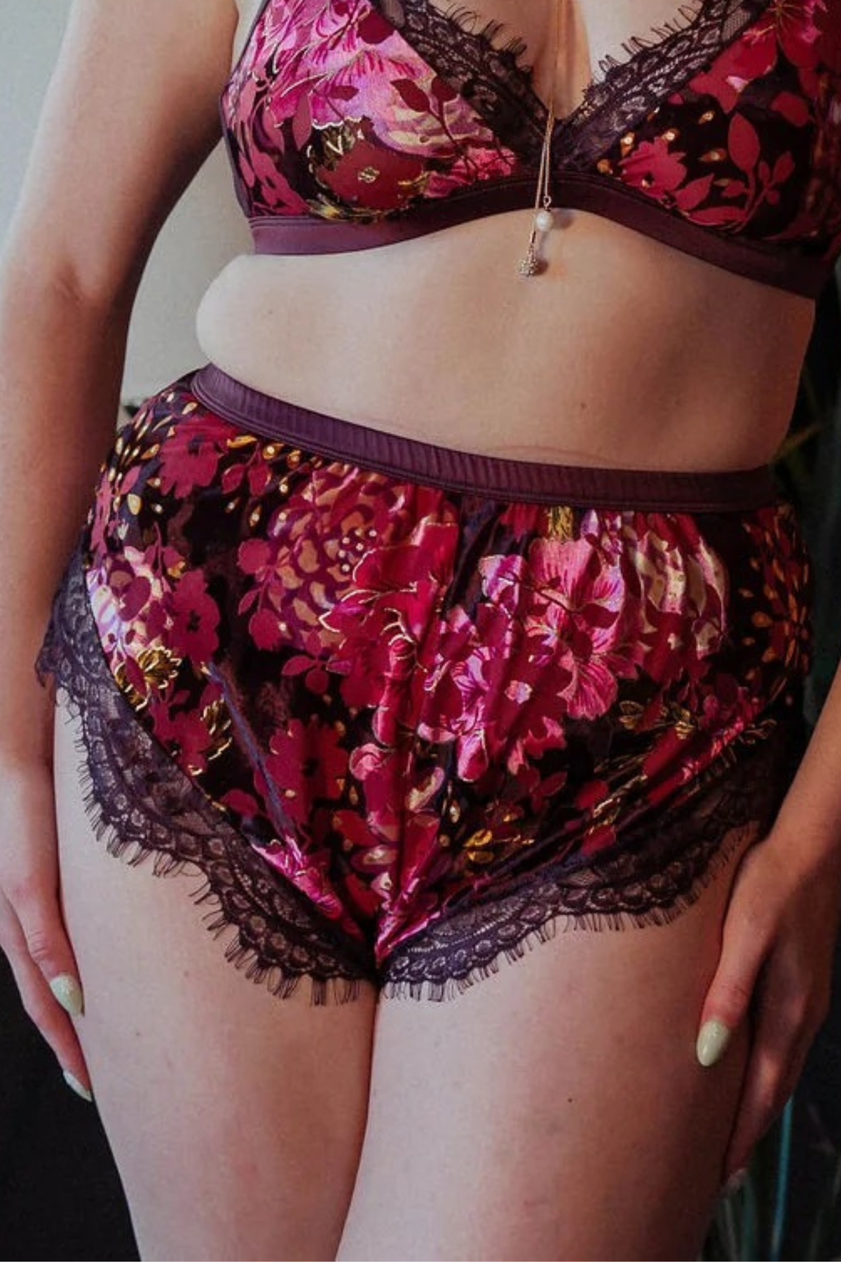 Kilo Brava Velvet Burnout Tap Shorts in Tapestry Florals