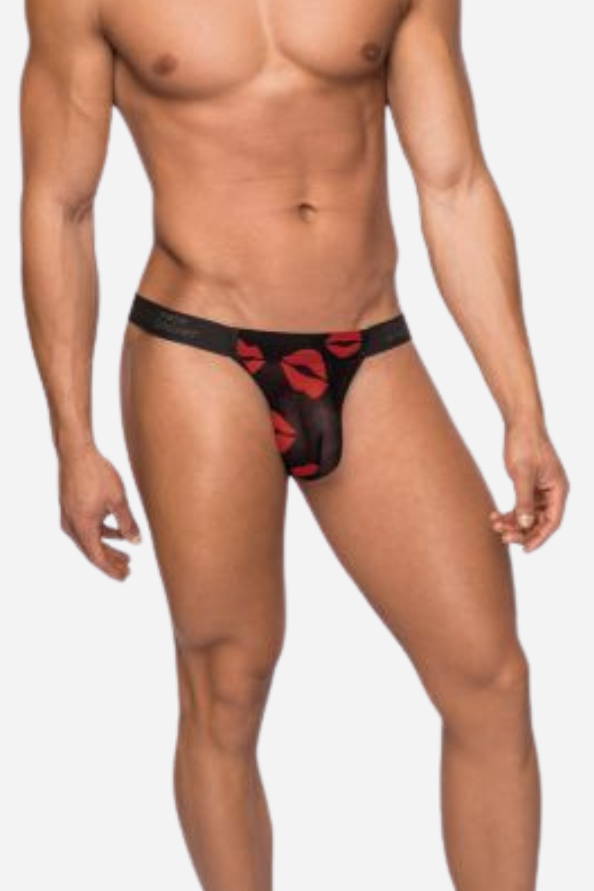 Kiss Me Lips Mesh Pouch Micro Thong