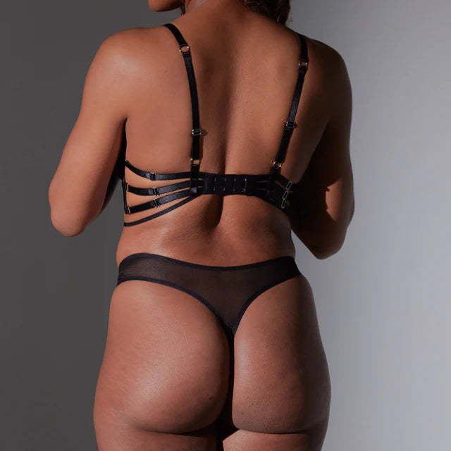 Lilith's Secrets Embroidered Thong in Black