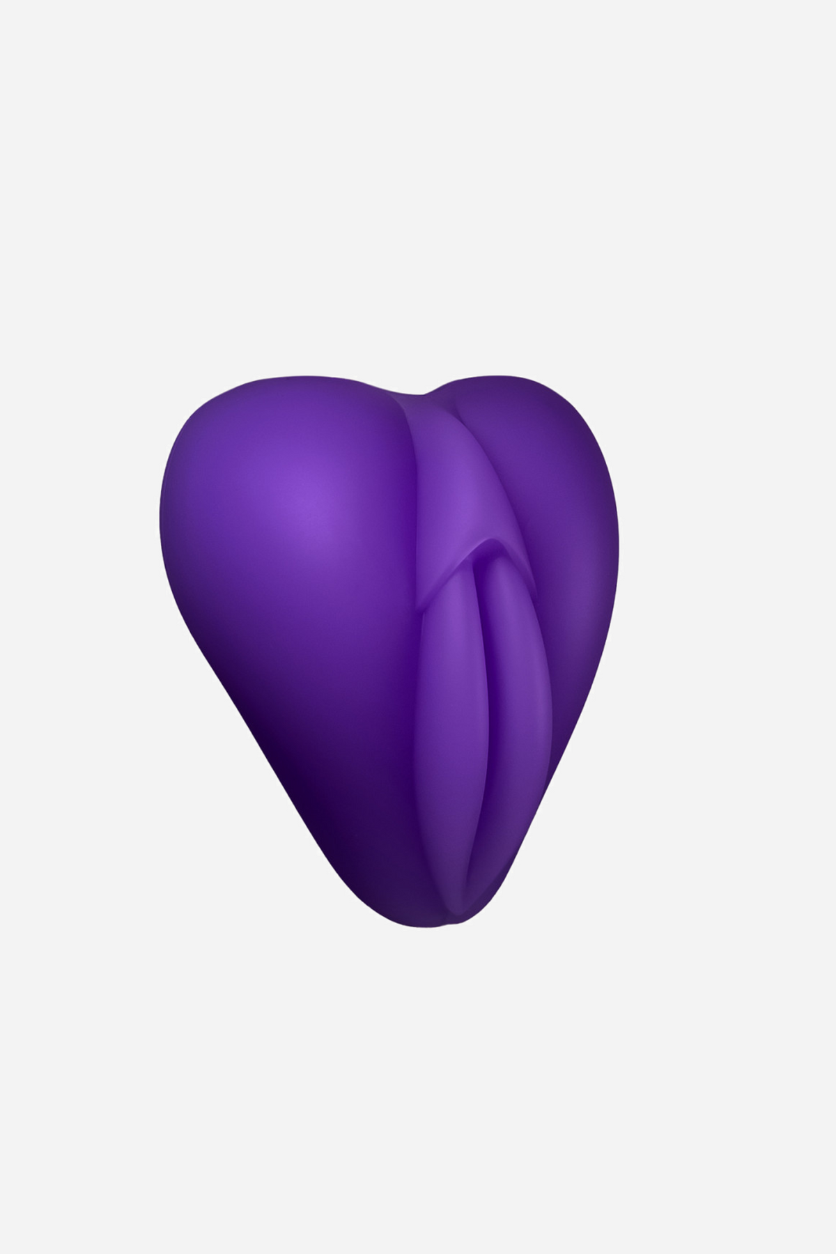 Lippi grinding pad in purple, angled to show its soft plump silicone lips and the faux clit ridge along the top of the sleeve.