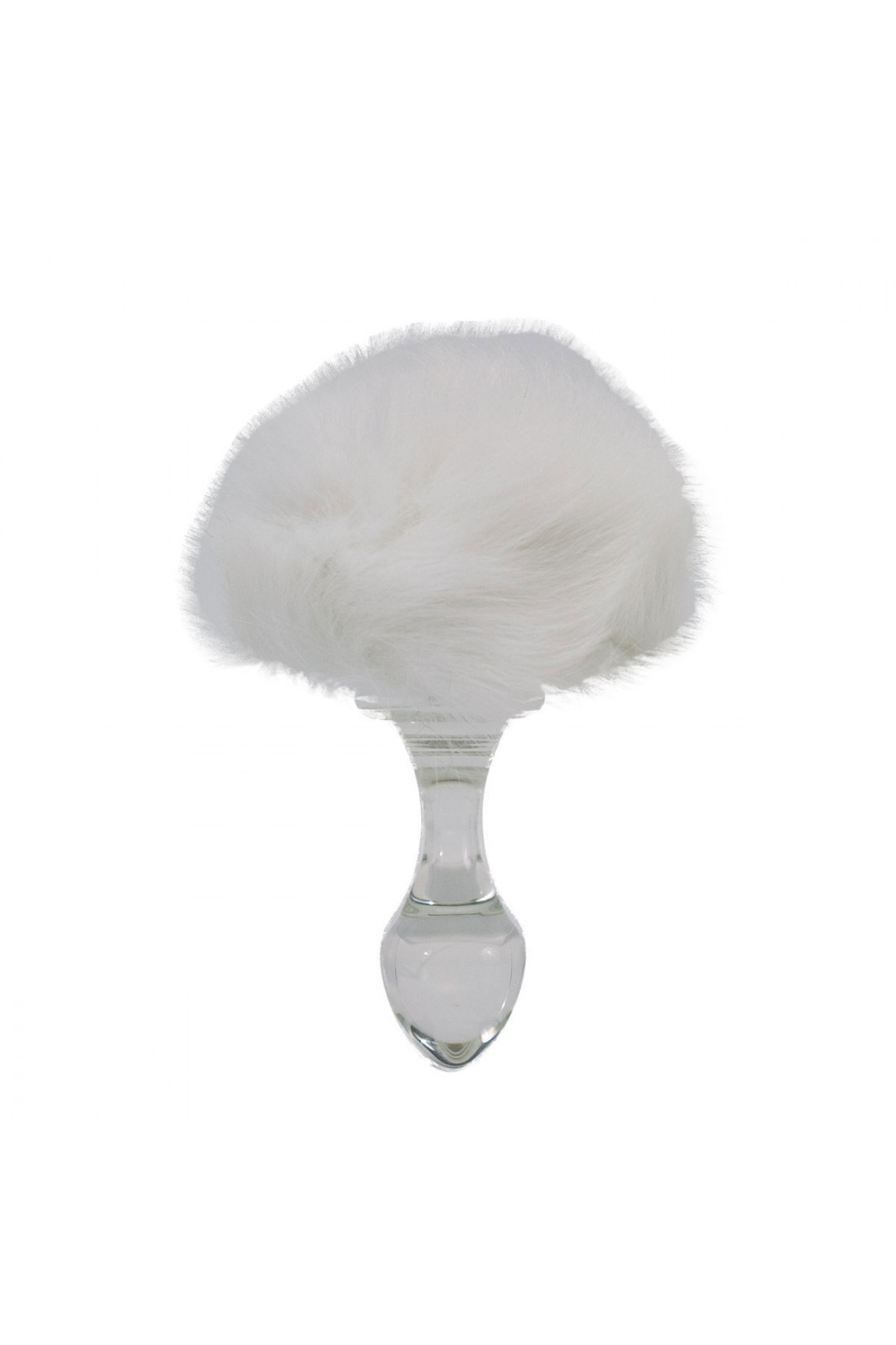 Crystal Small Glass Plug w/ White Bunny Tail