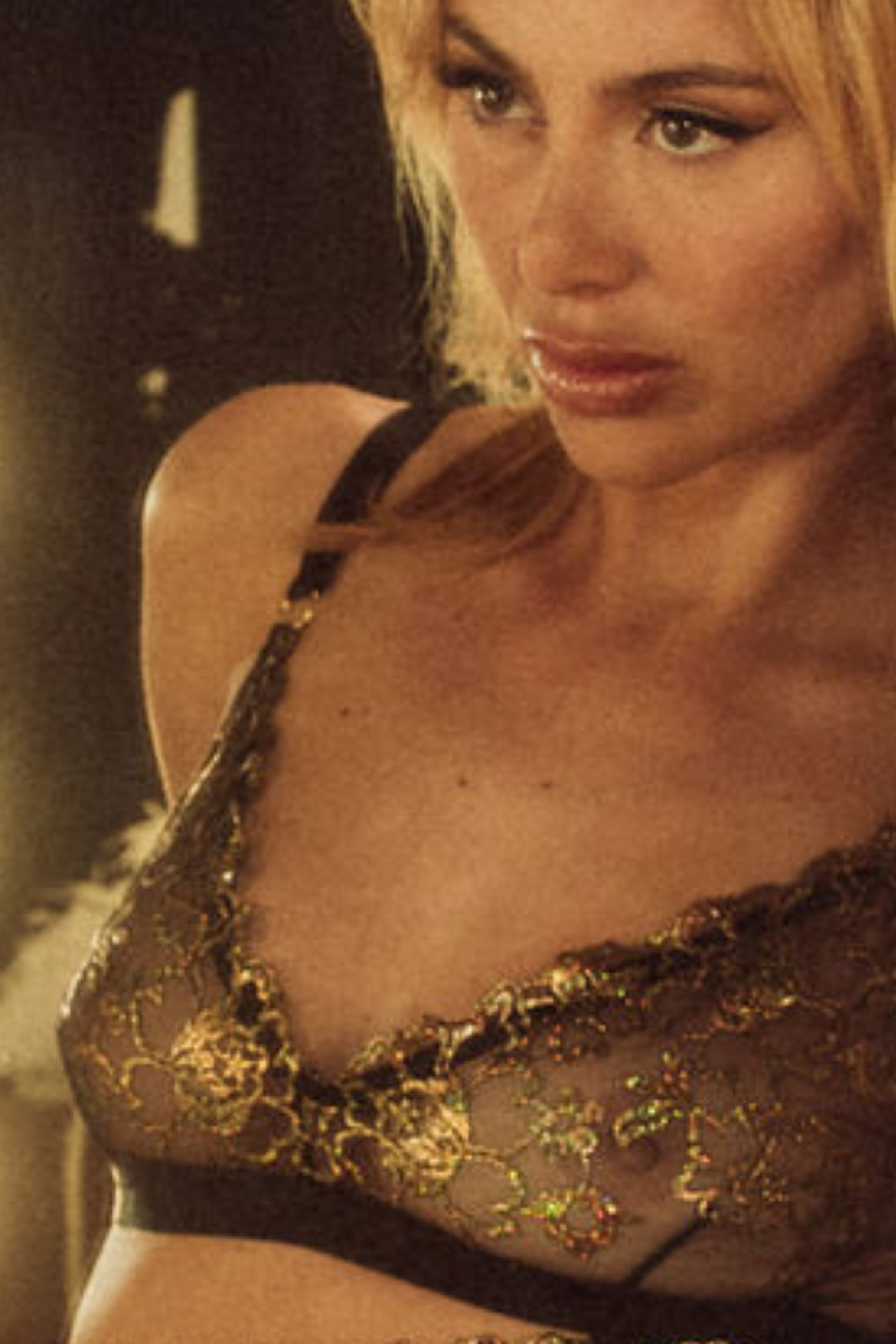 Kilo Brava Embroidery Triangle Bralette in Black & Gold