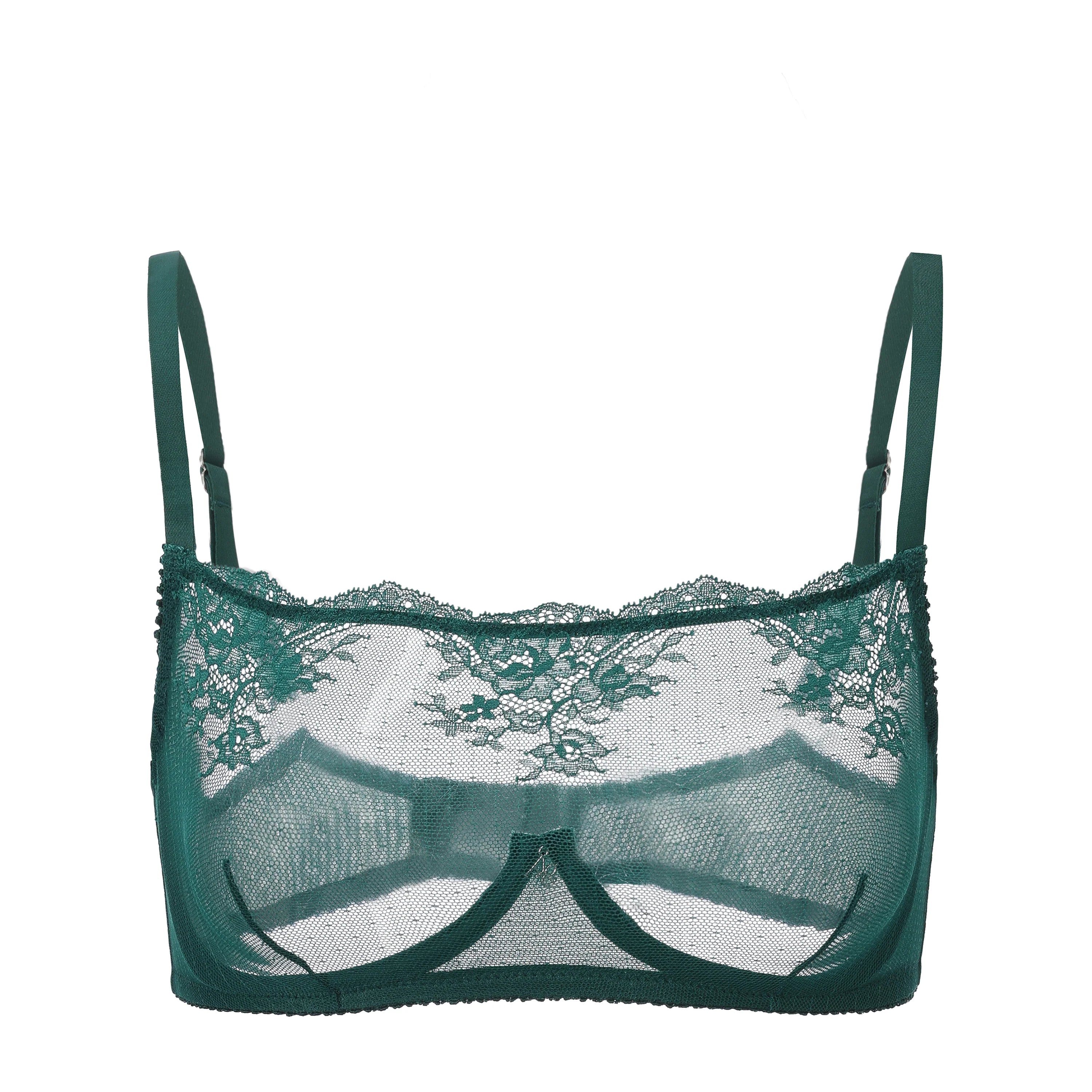 Kim Lace Underwire Bra in Emerald by Amour d'Agnette