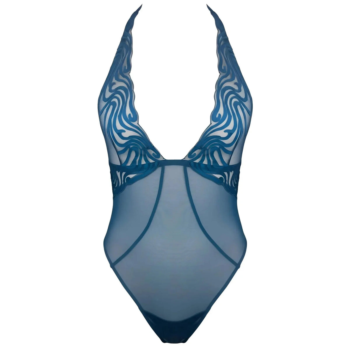 Hear the Echo Embroidered Bodysuit in Abyss Blue by Monique Morin