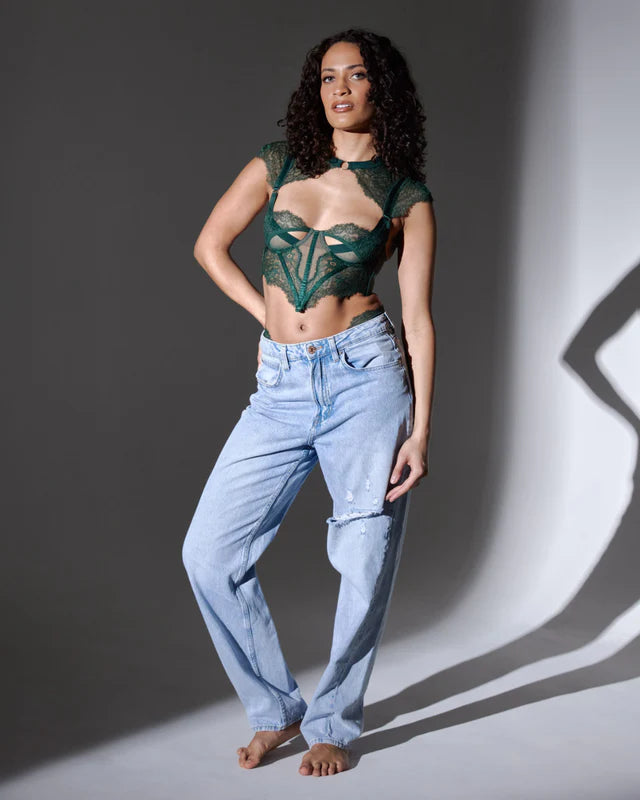 Old Love Minna's Bodice in Emerald Green