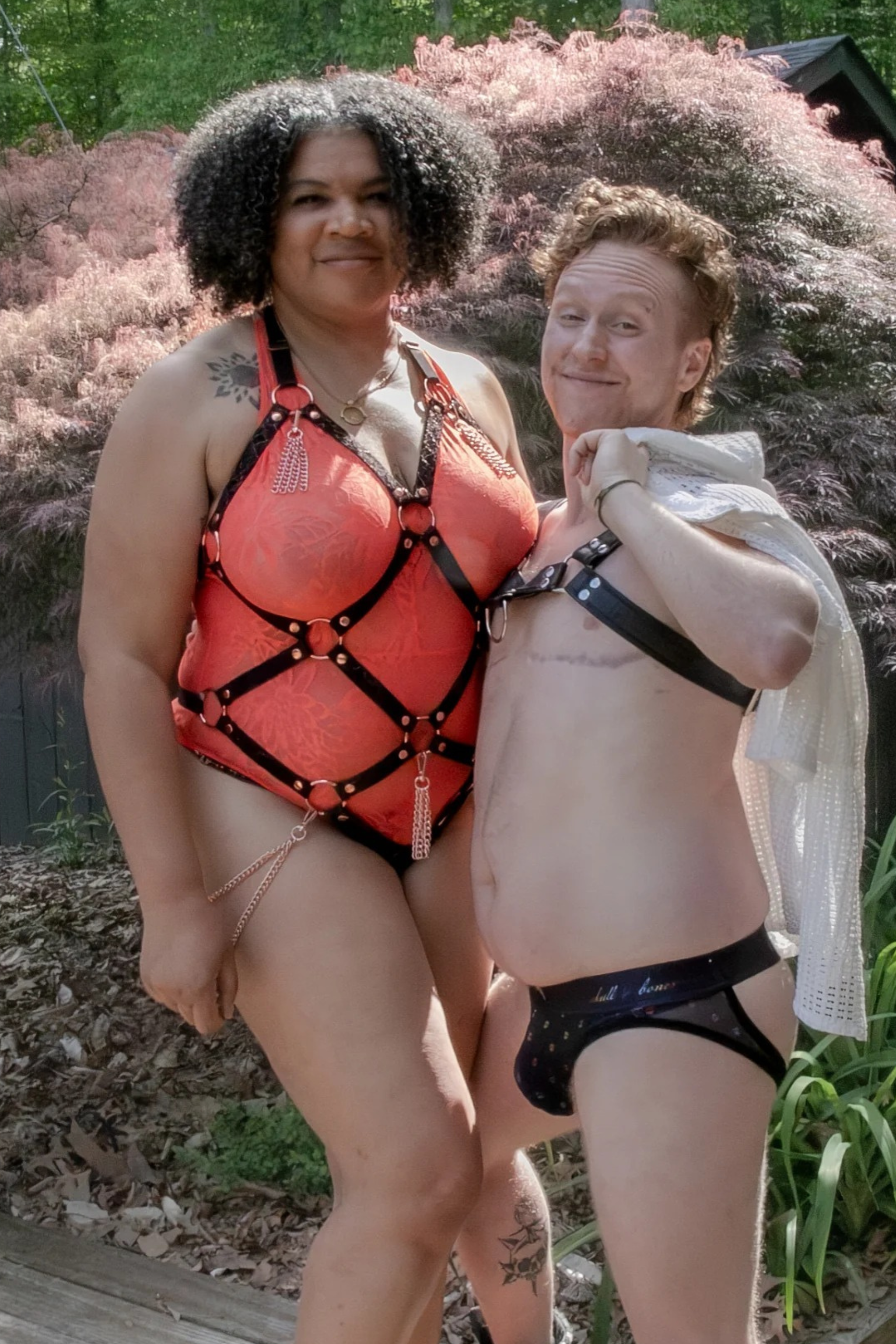 Ditsy Skull Sheer Mesh Y-Jock in Pride Black