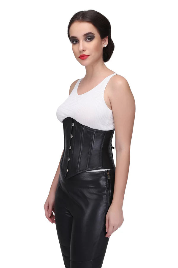 Peak Perfection Underbust Corset in Black Leather