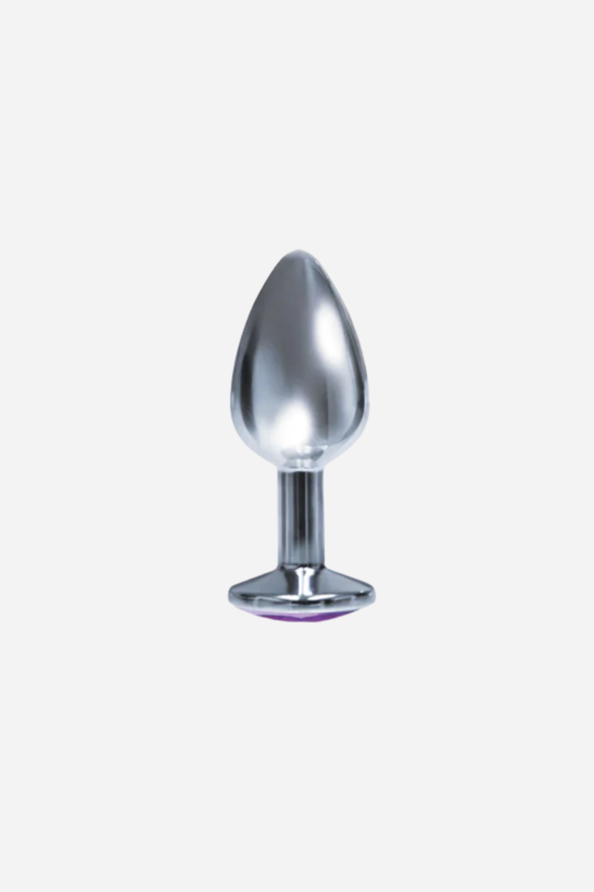 Pretty Princess Butt Plug standing upright on its jewelled base, showing the classic tapered silver shape built for easy insertion