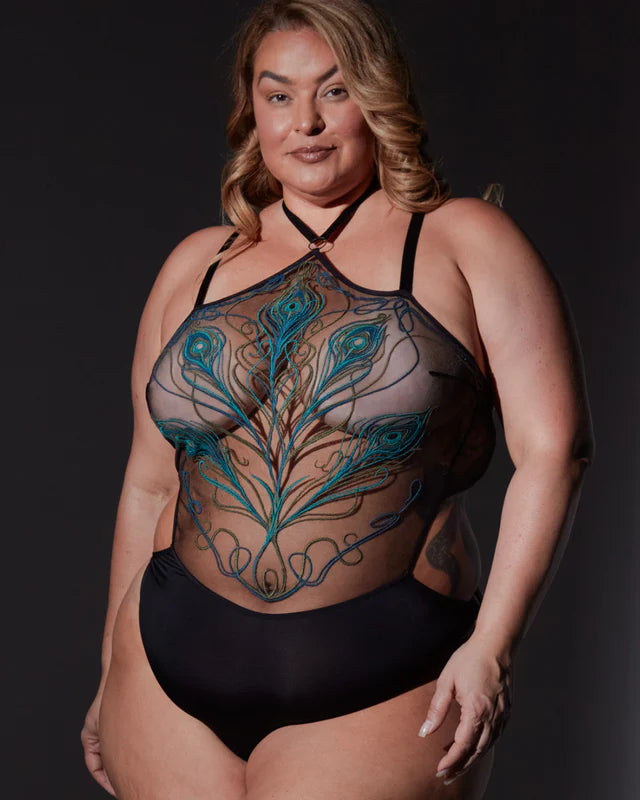 Queen Hera Peacock-Embroidery Bodysuit