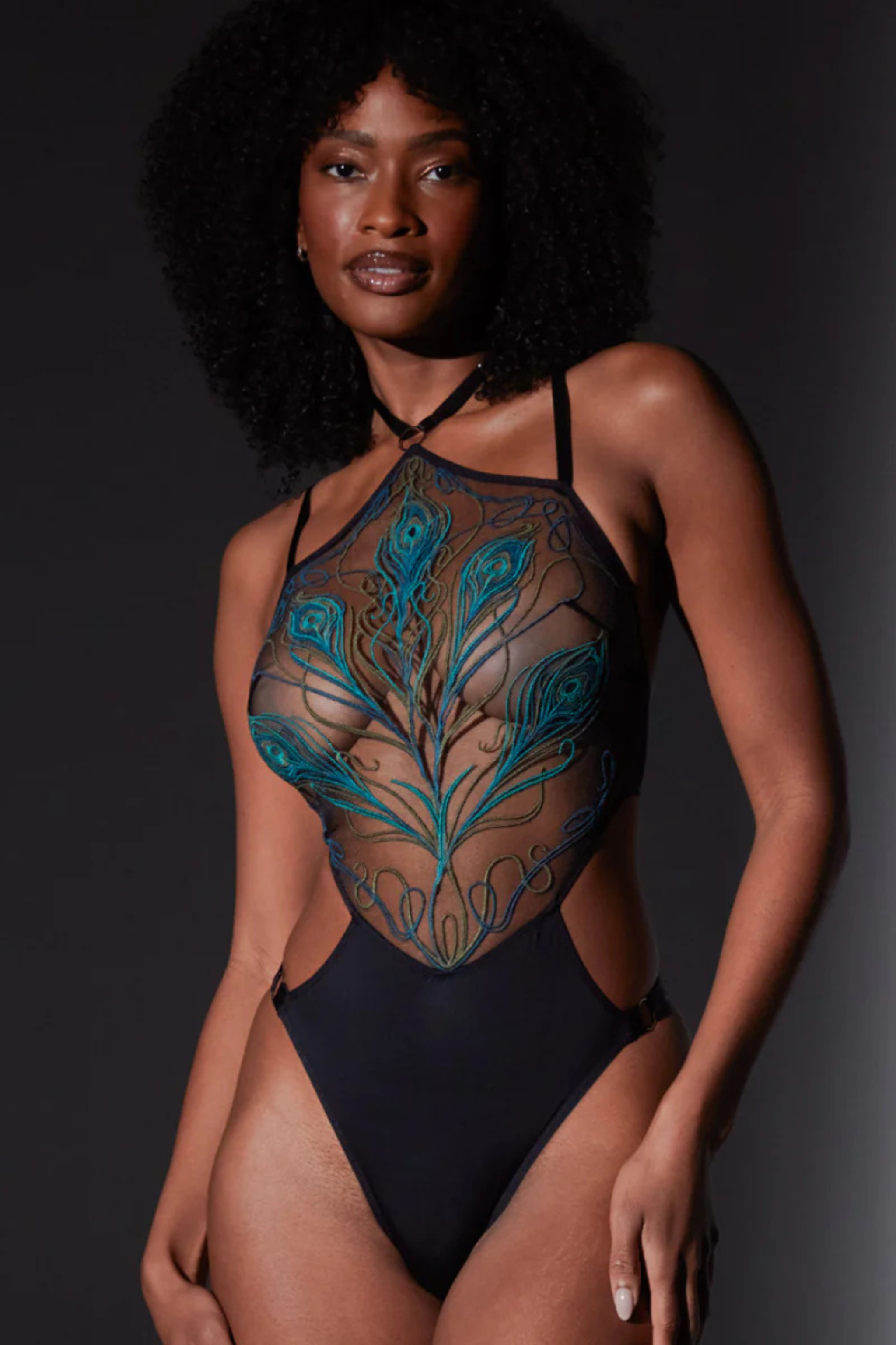 Queen Hera Peacock-Embroidery Bodysuit