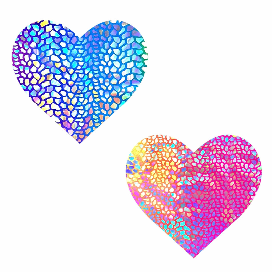 Rainbow Dino Scales UV Heart Nipple Pasties
