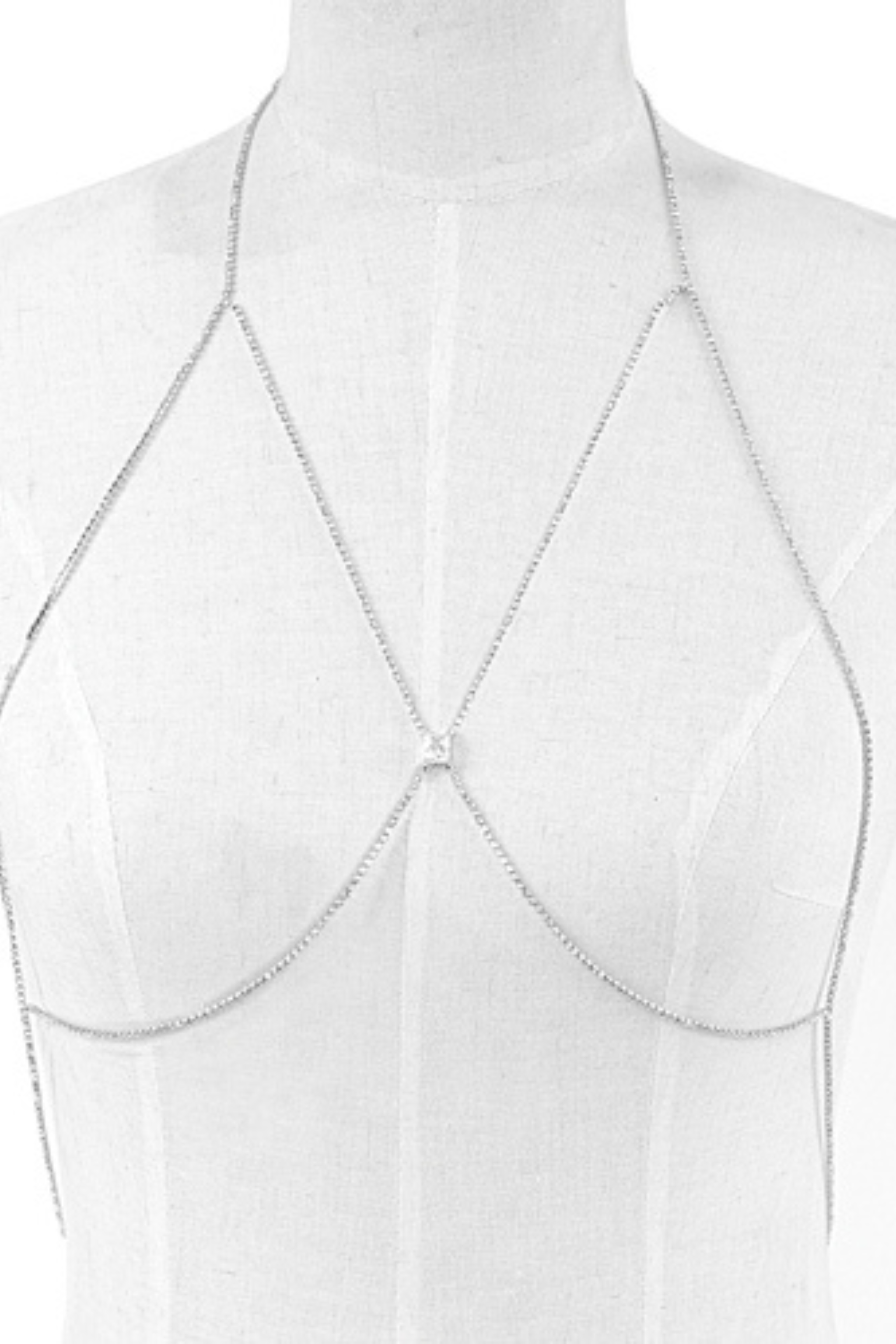 Rhinestone Bra Body Chain in Silver