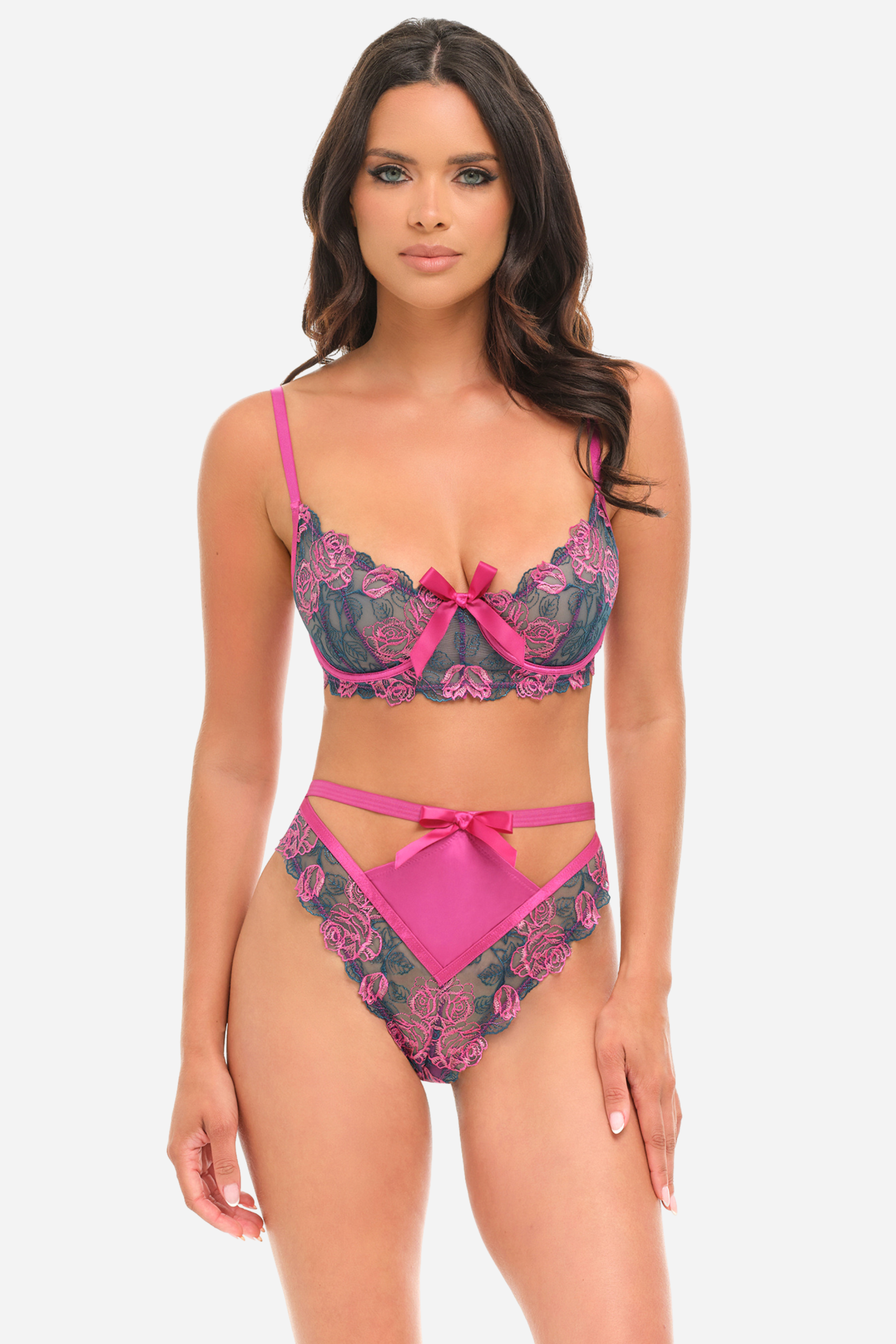 Riveting Roses Embroidered Bralette & High Waist Panty Set