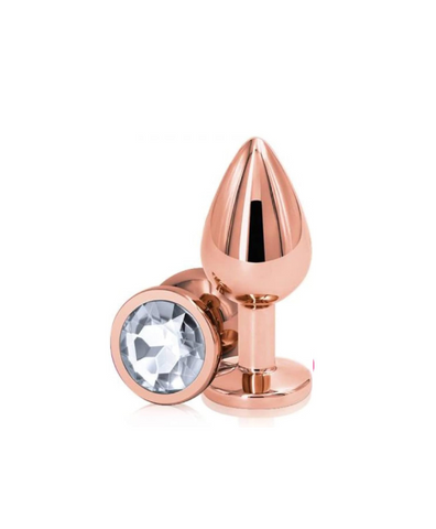 Rose Gold Butt Plug in Small w/ Clear Gem