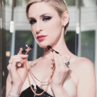 Entice Me Dual Chain Nipple Clamps in Rose Gold