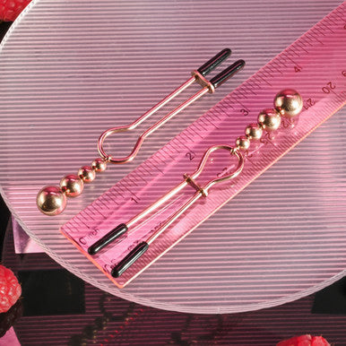 Ball Beaded Tweezer Style Nipple Clamps in Rose Gold