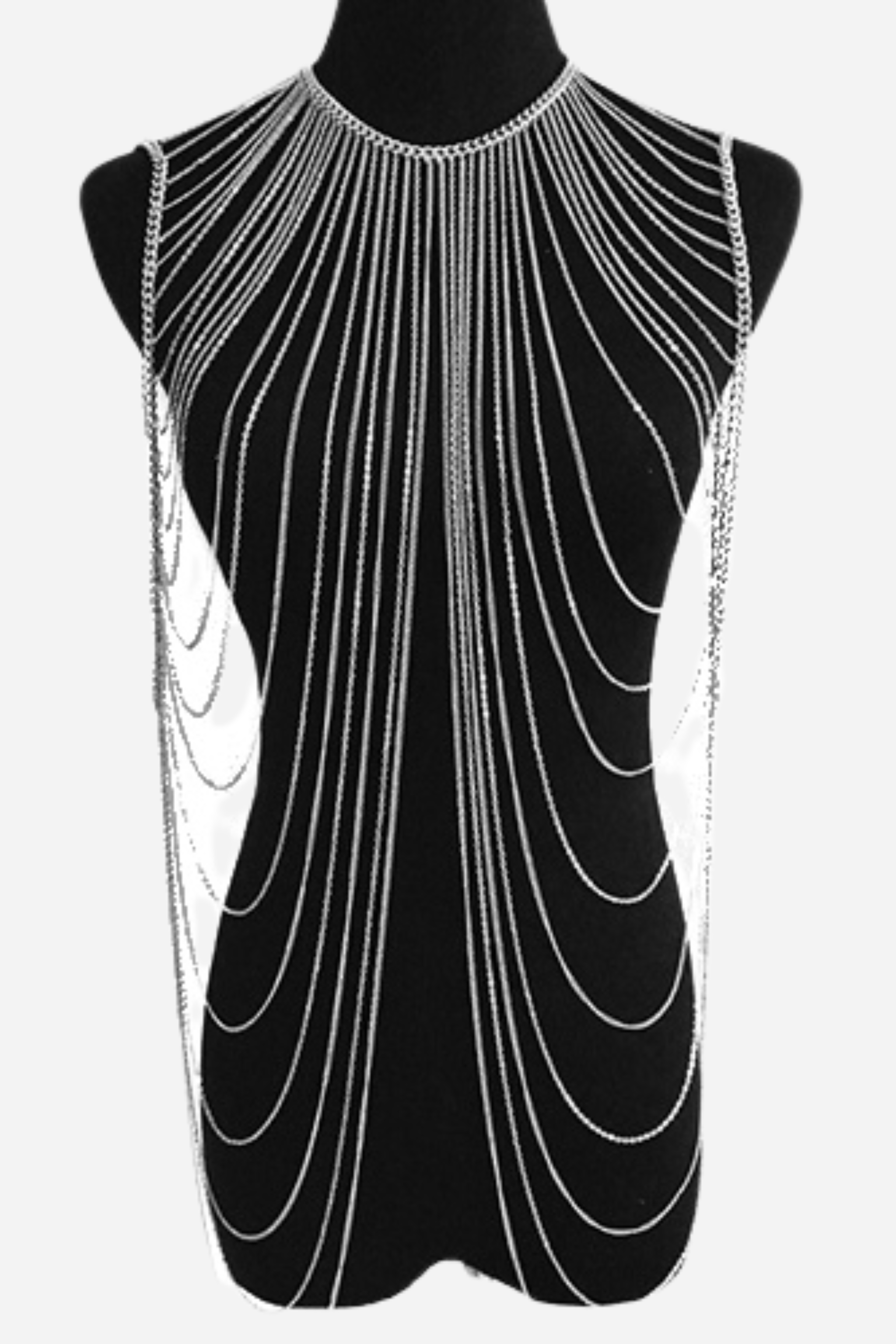 Shoulder Drape Body Jewelry Chain in Silver