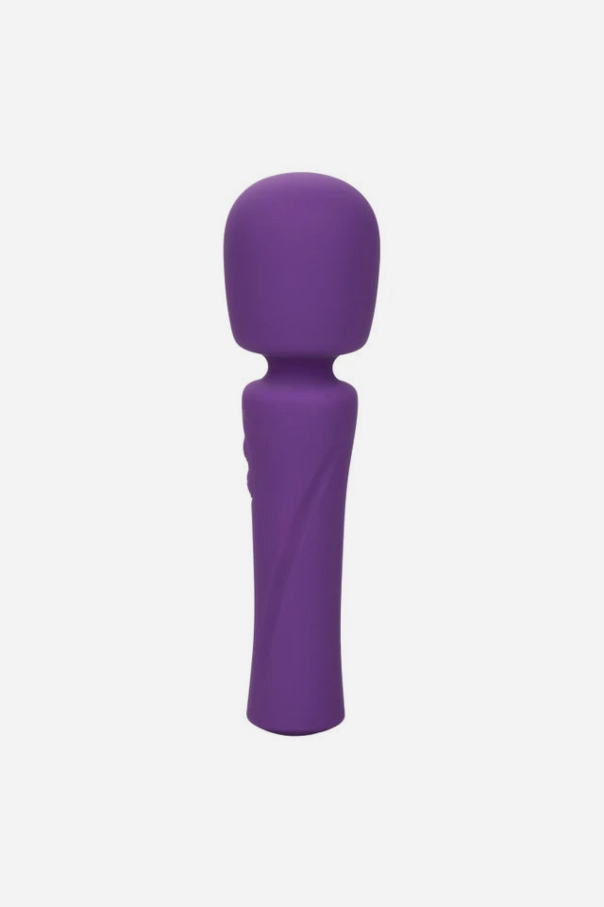 Front view of the purple Star Gazer Wand Massager standing upright, showing the rounded head and the buttons on the handle
