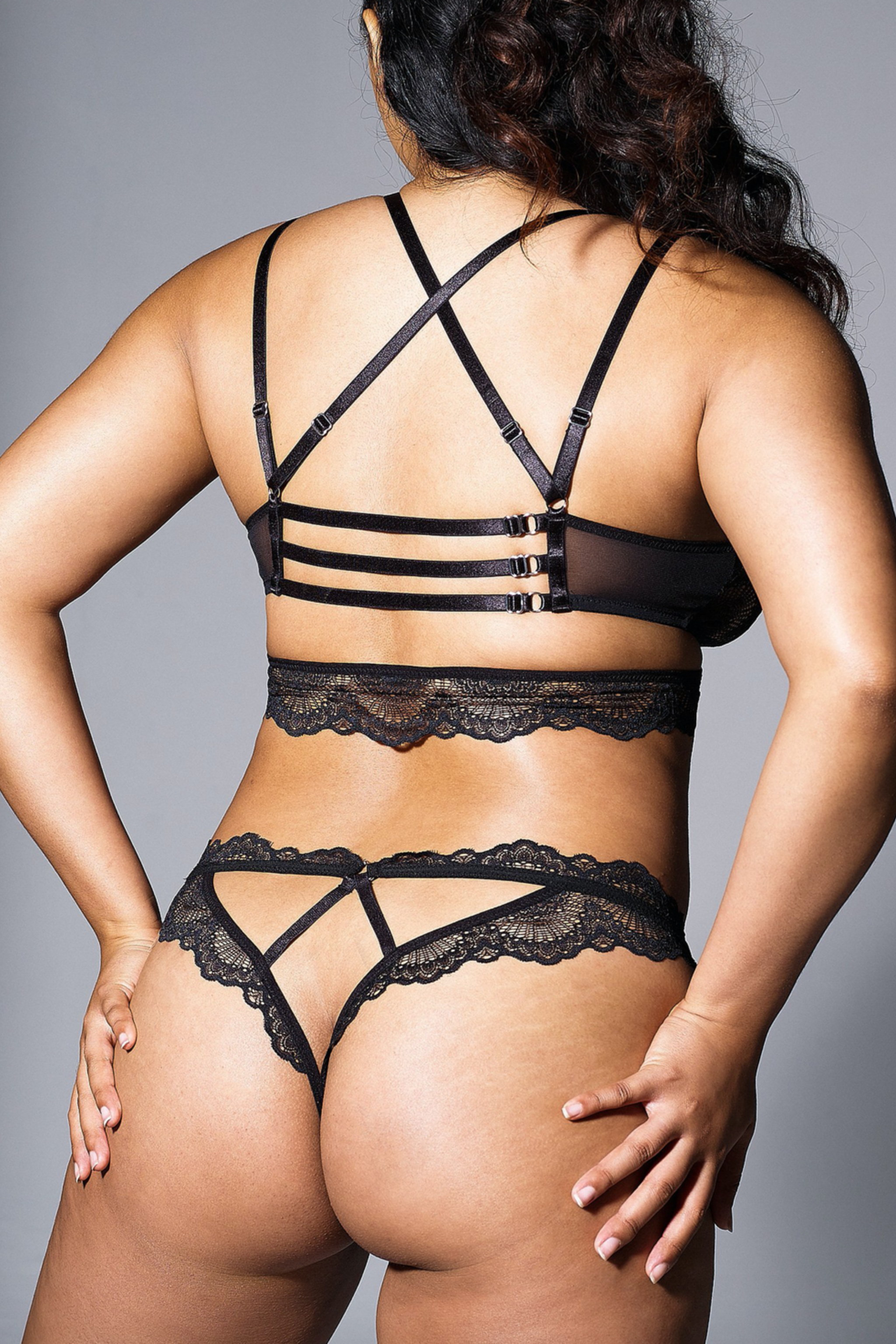 Sugar & Kane Crotchless Bikini in Black