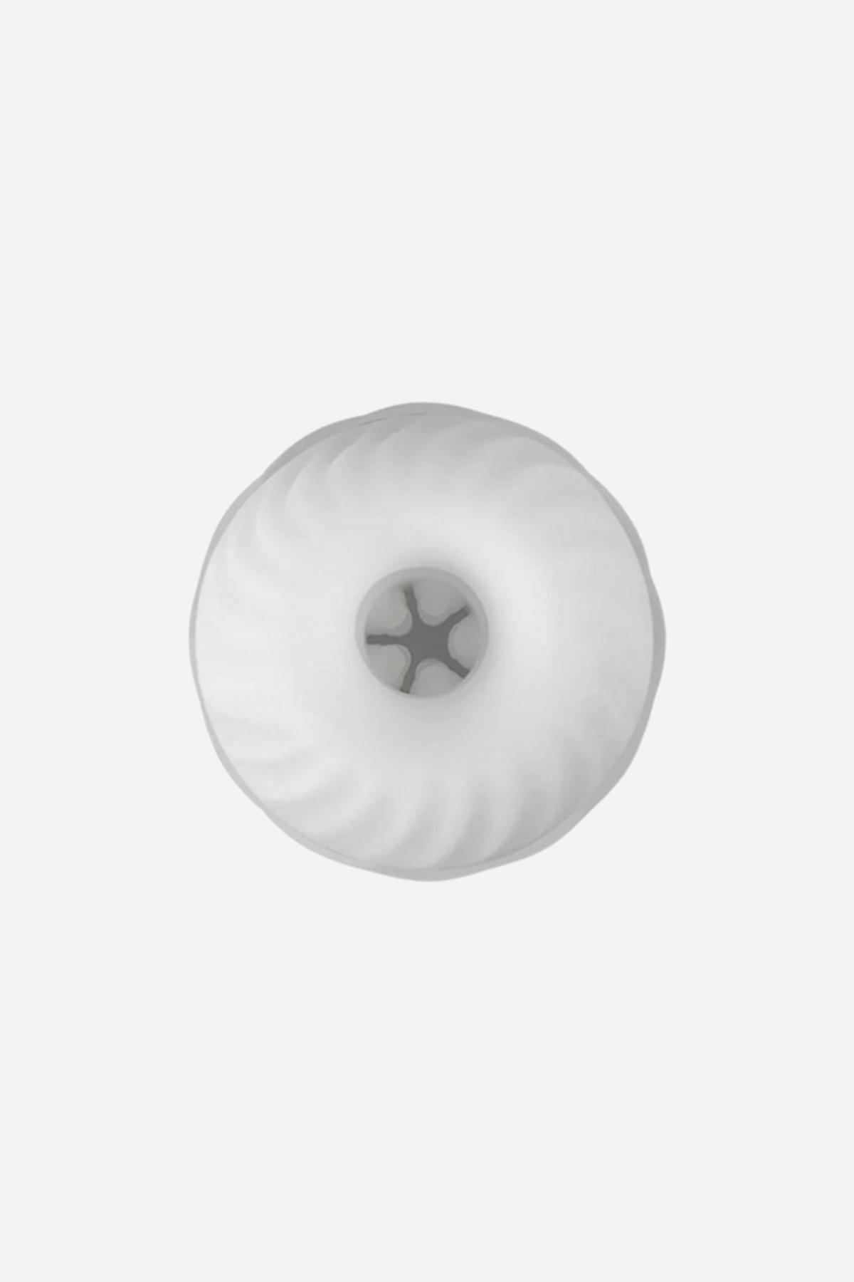 Top-down view of the Svakom Robin's white sleeve, showing its spiral texture and small star-shaped opening