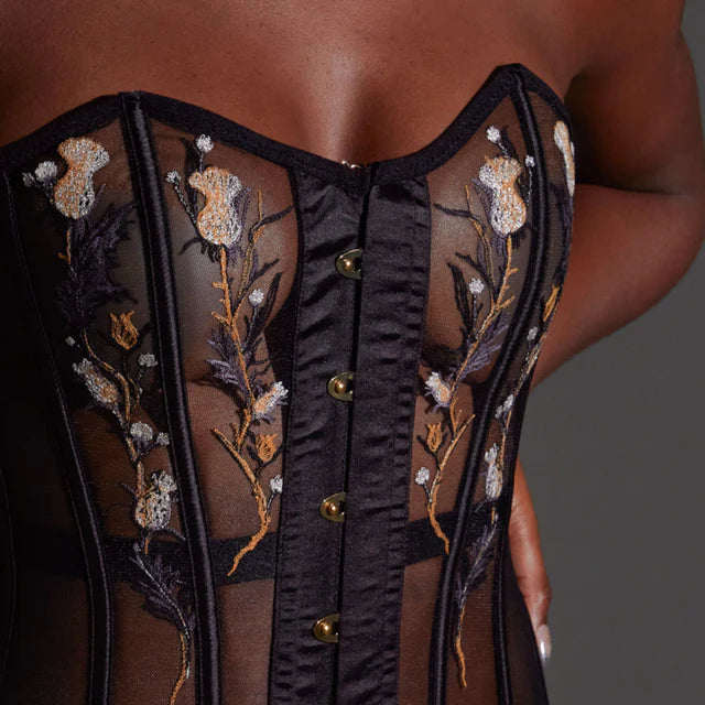 Cirsi the Sorceress Embroidered Corset in Black