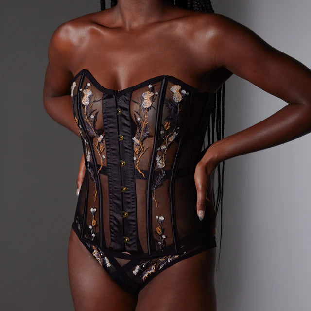 Cirsi the Sorceress Embroidered Corset in Black