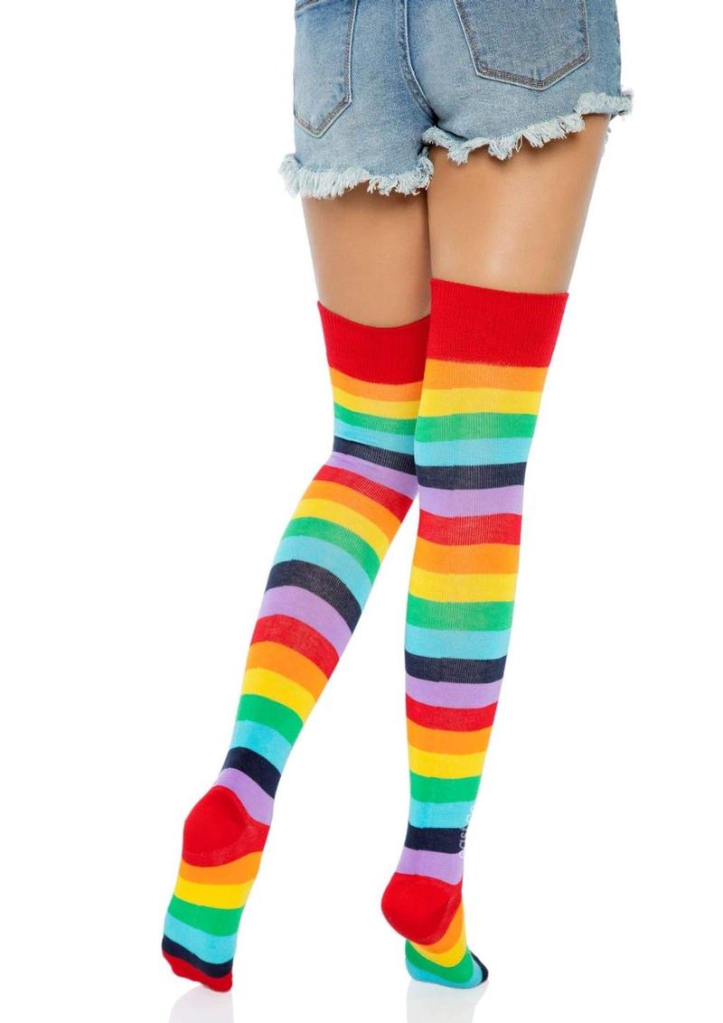 Up to Here Thigh High Socks in Rainbow