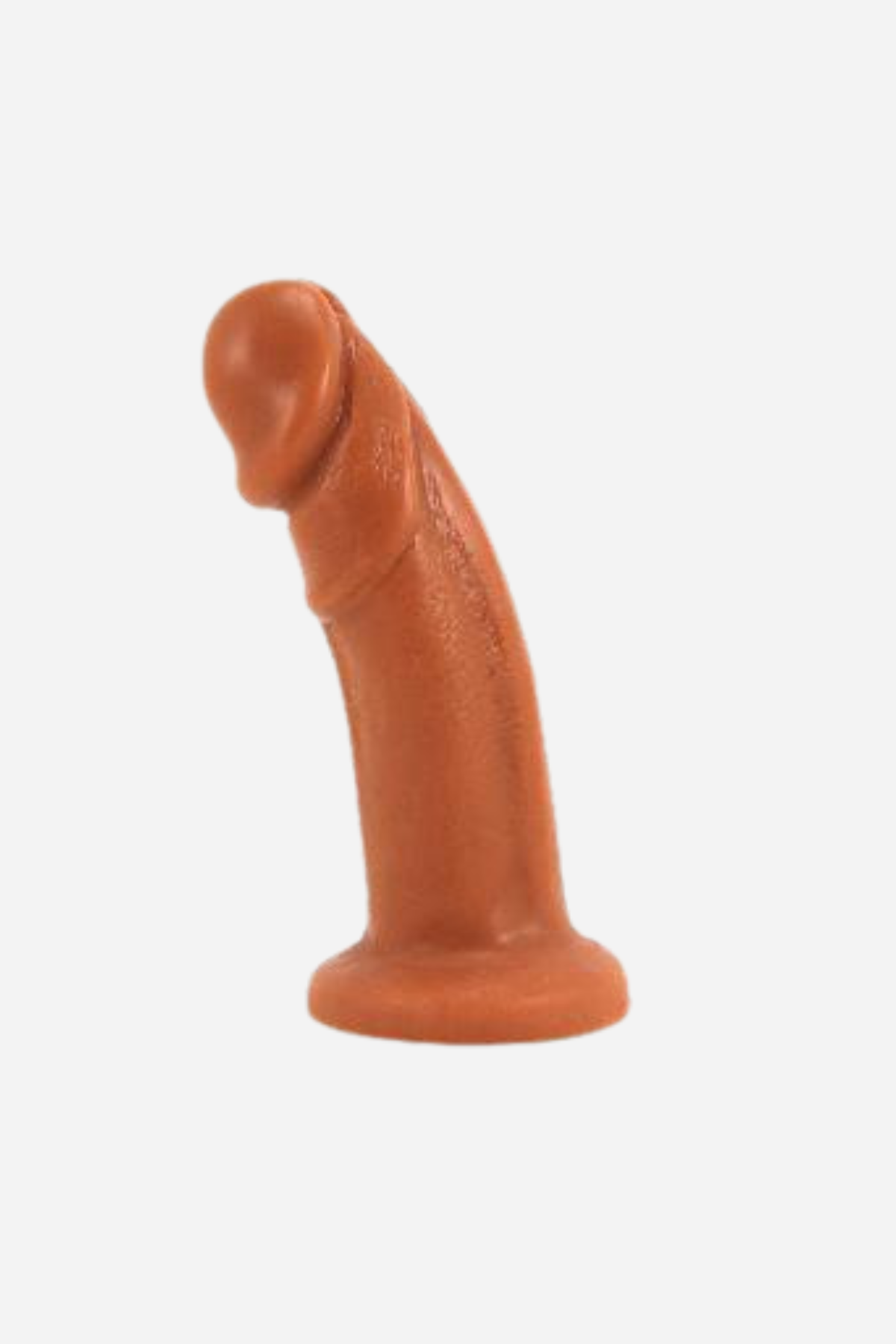 VixSkin Maverick realistic silicone dildo in Caramel, showing the curved shaft, defined head and flared harness base on grey