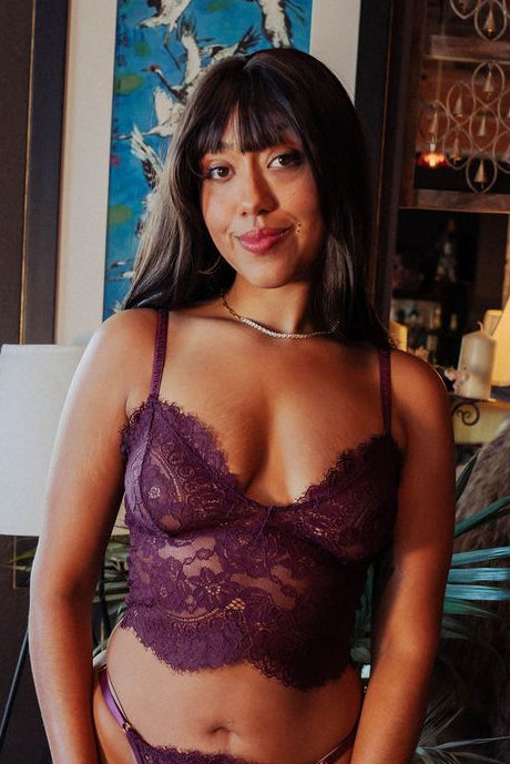 Kilo Brava Lace Longline Bralette in Pinot Noir