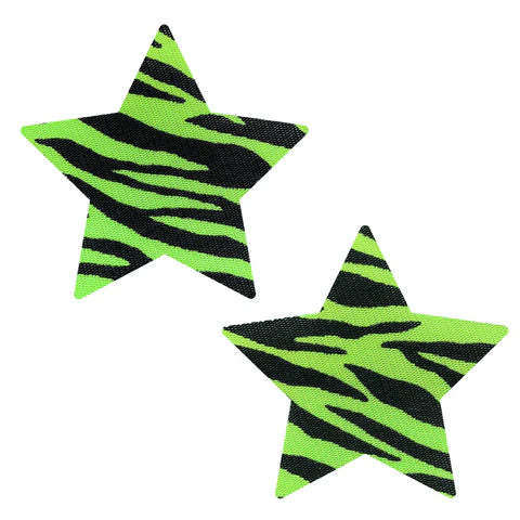 Zebra Stripes Neon Blacklight Star Nipple Pasties