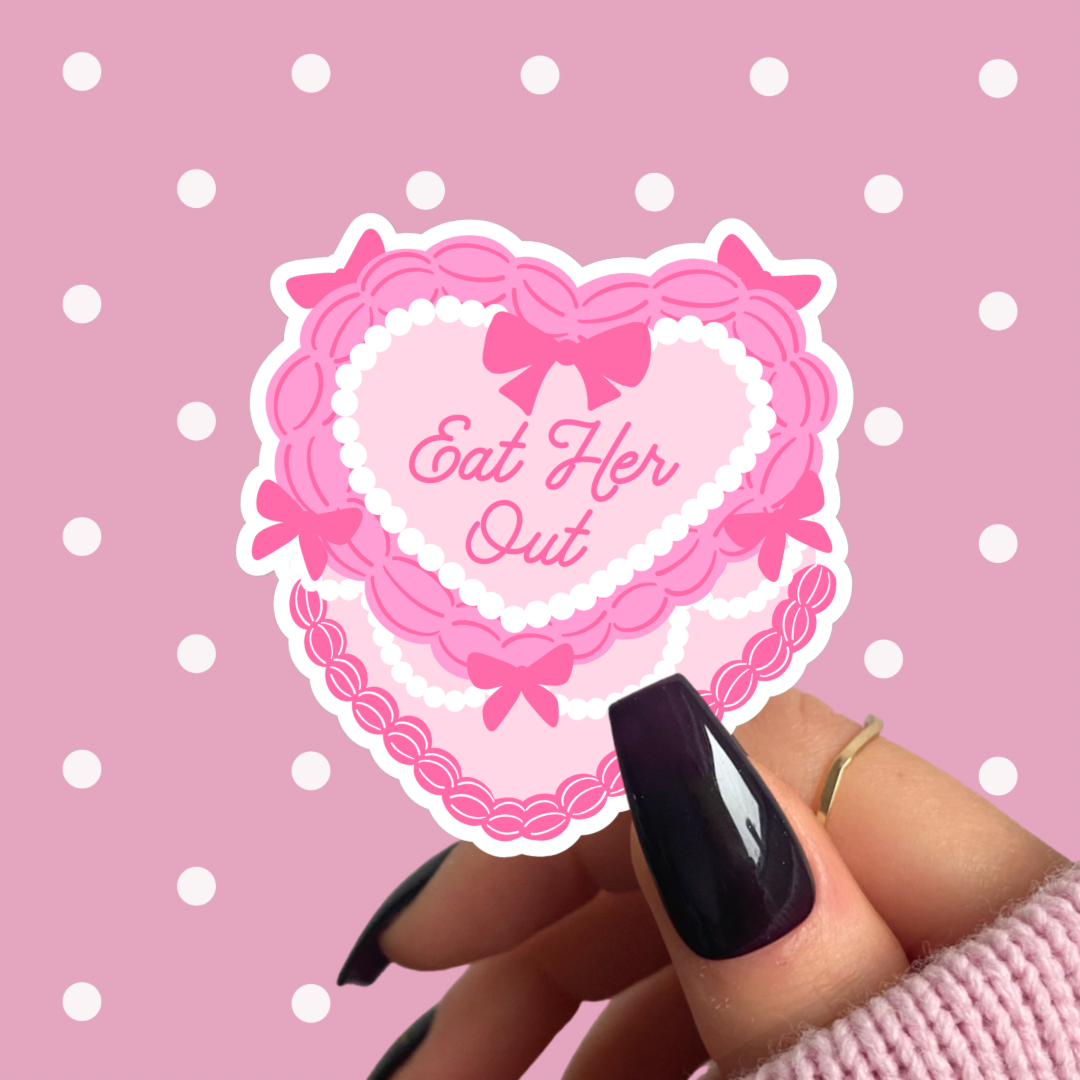 Eat Her Out Heart Cake Sticker