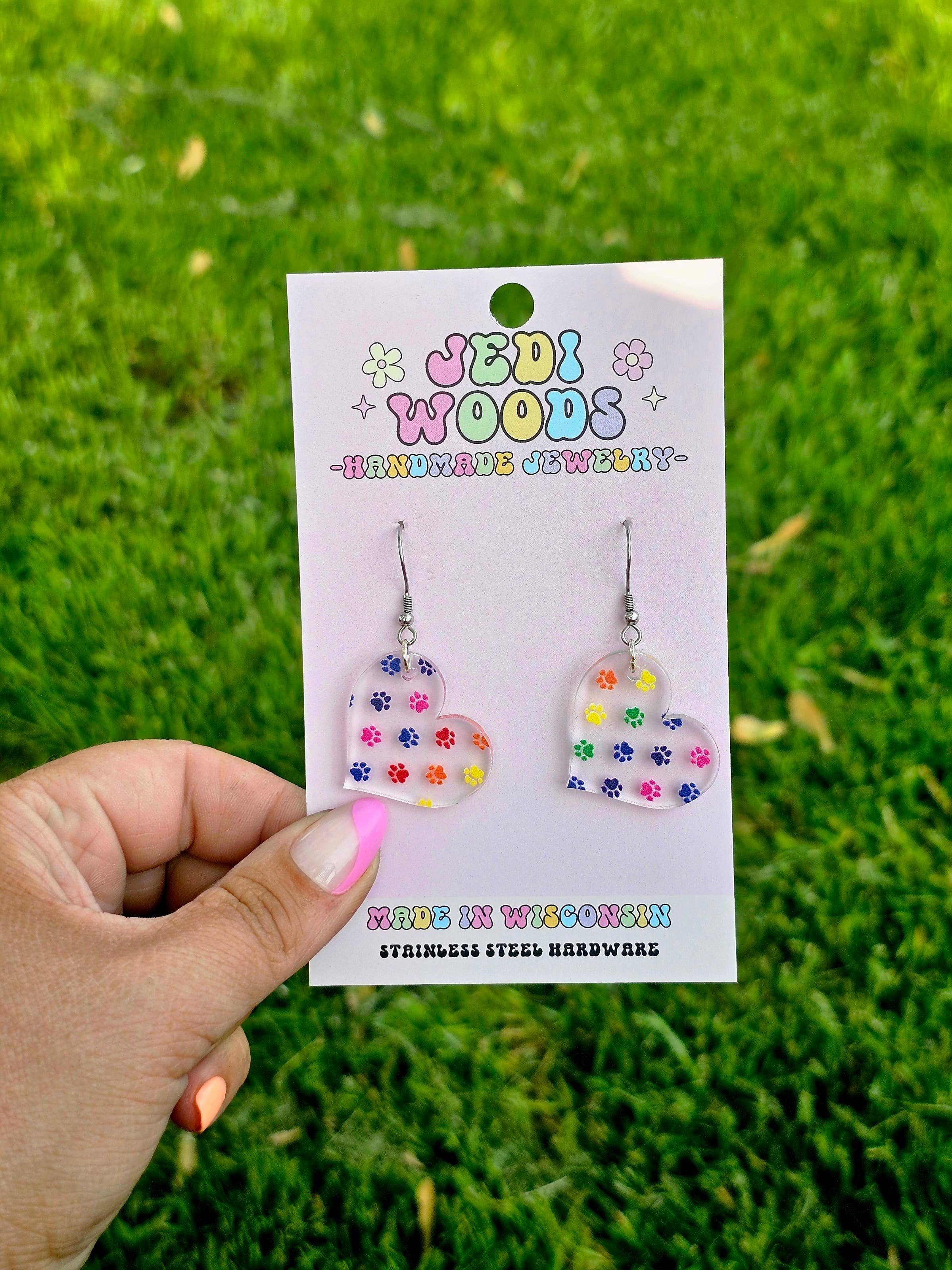 Heart Earrings in Rainbow Patterns