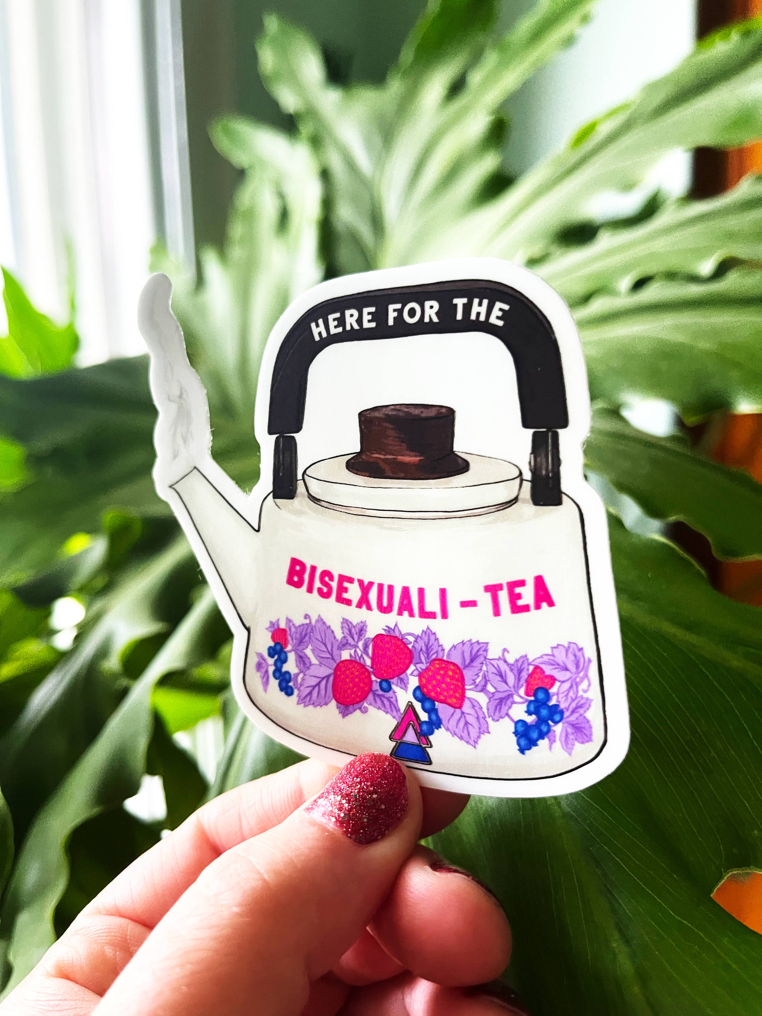 Here For The Bisexuali-tea Sticker