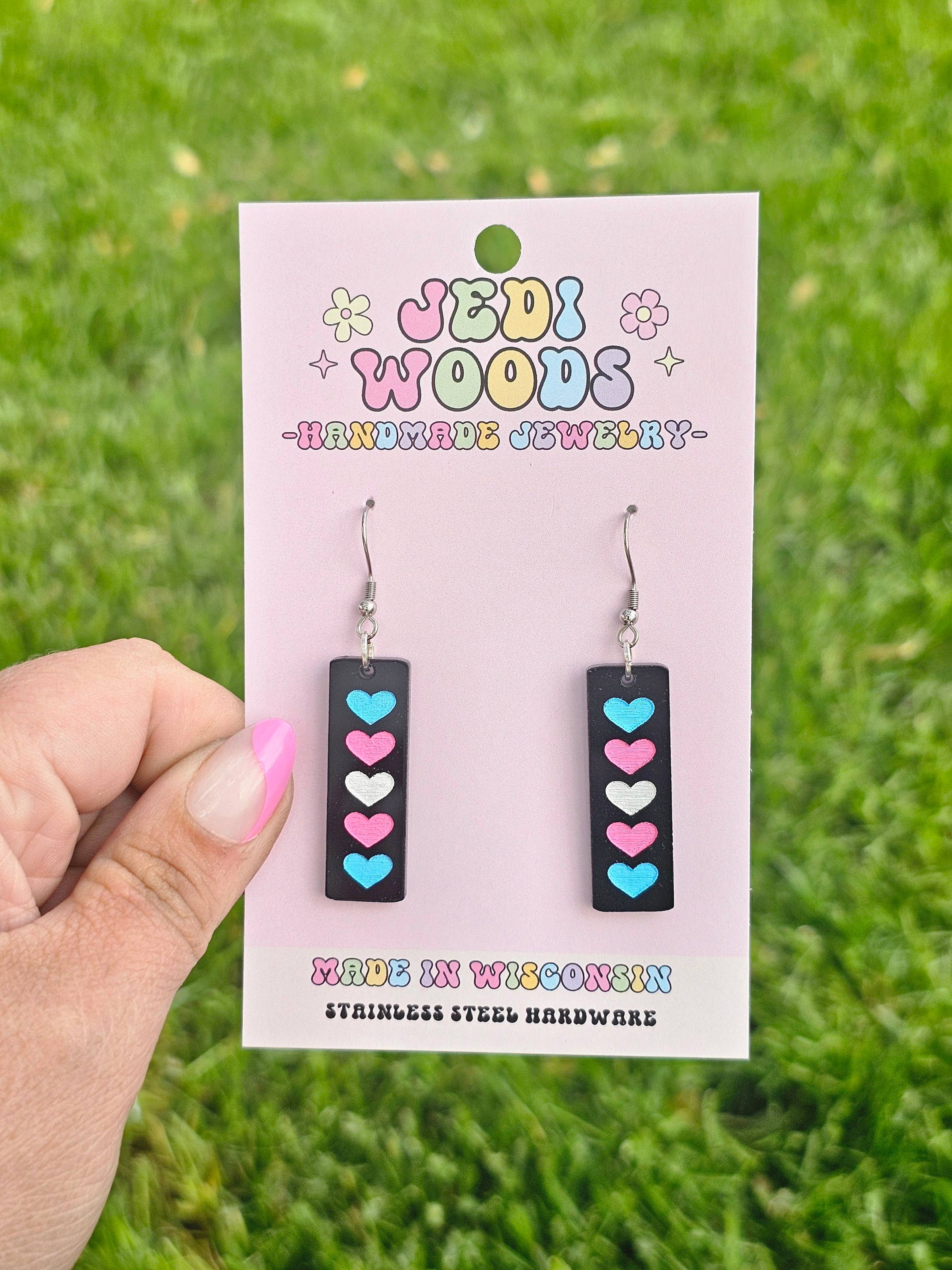 Pride Flag Bar Earrings in Trans Flag