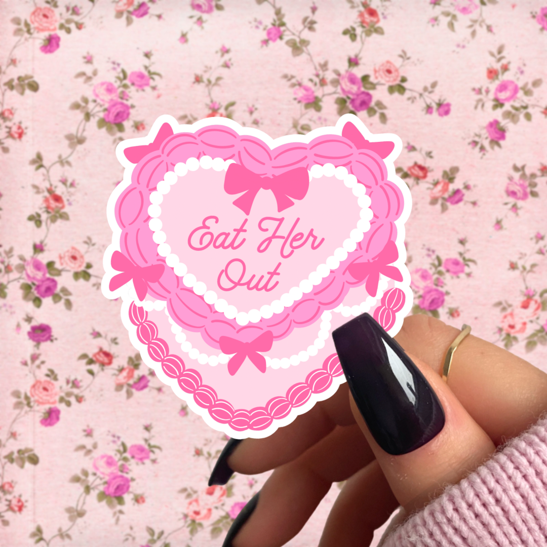 Eat Her Out Heart Cake Sticker