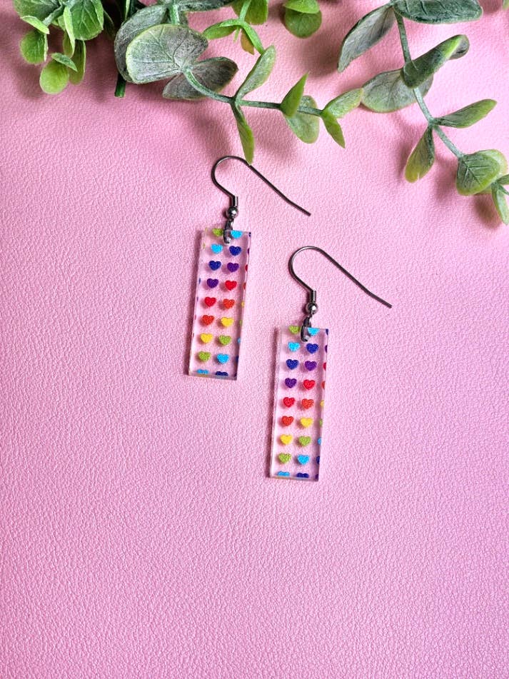 Bar Earrings in Rainbow Patterns