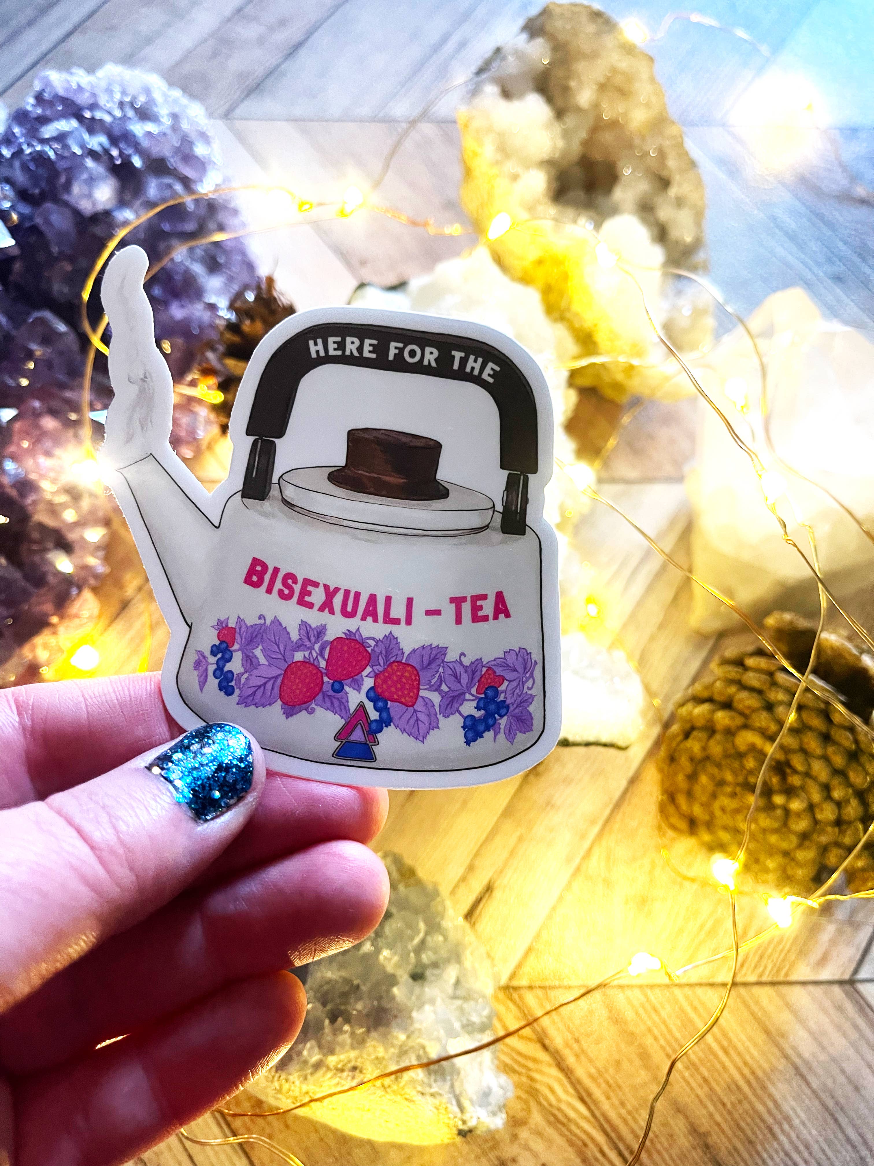 Here For The Bisexuali-tea Sticker