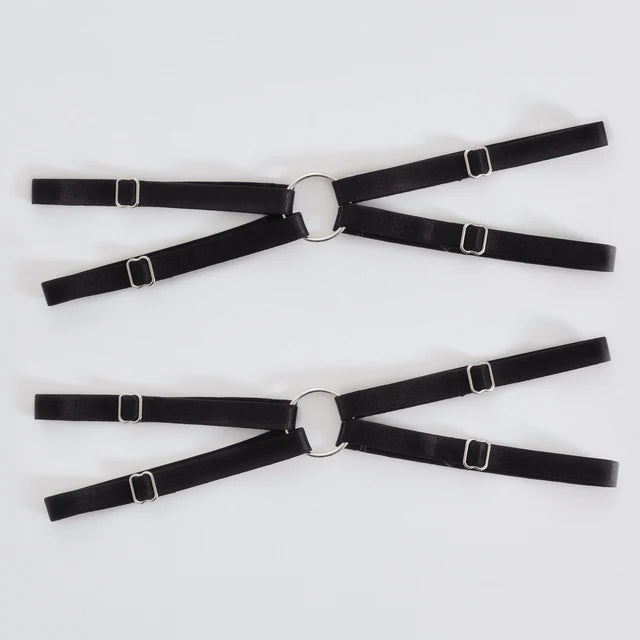 All Strapped In Thigh Stay Garters in Black
