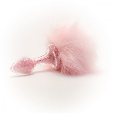 Crystal Small Glass Sparkle Plug Pink Bunny Tail