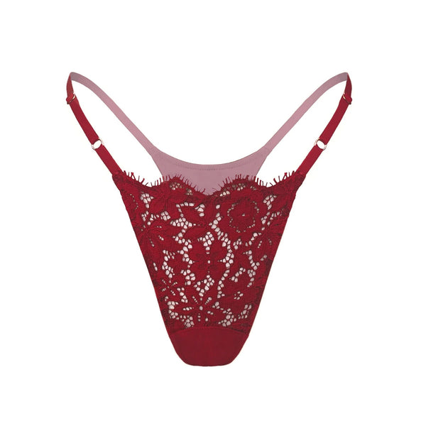 Monique Morin Frisson Micro-G Thong in Bloodstone Red