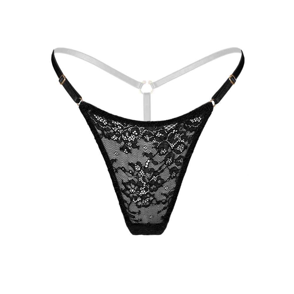 Amphitrite Micro G-String in Black by Monique Morin