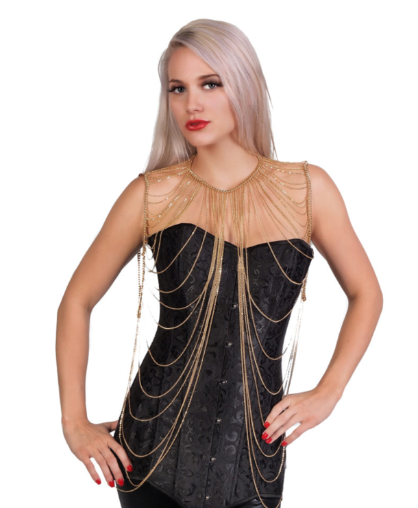 Shoulder Drape Body Jewelry Chain in Gold