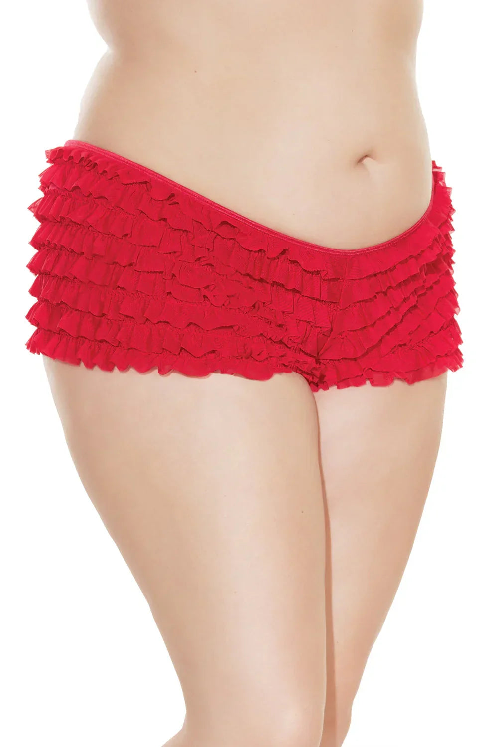 Ruffled Booty Shorts in Red