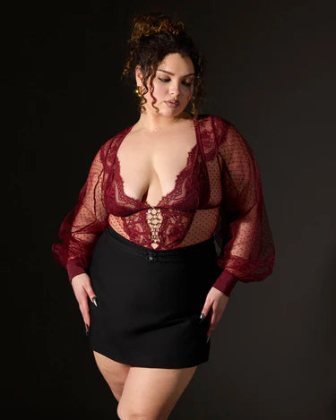 Night Sky Constellation Bodysuit in Burgundy