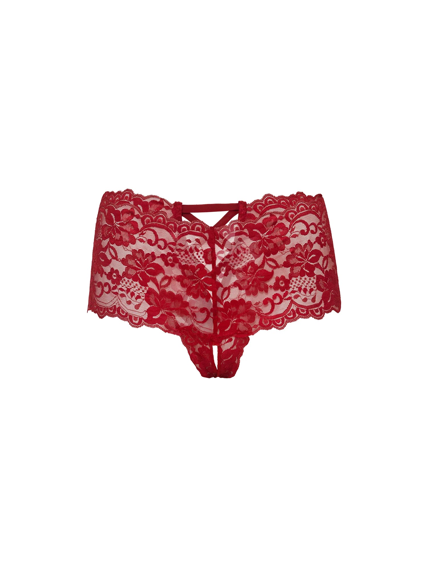 High on Her Hips Crotchless Boyshorts in Red