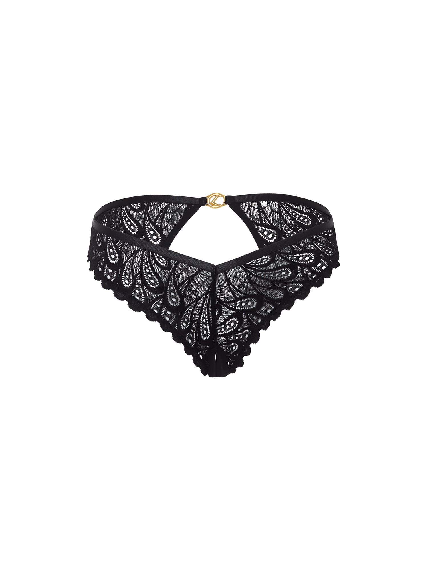 +Piper Open Back Crotchless Panty in Black