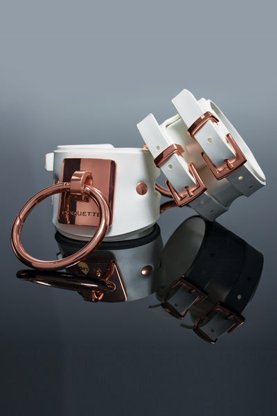 Fiery Elegance Vegan Cuffs in White and Rose Gold