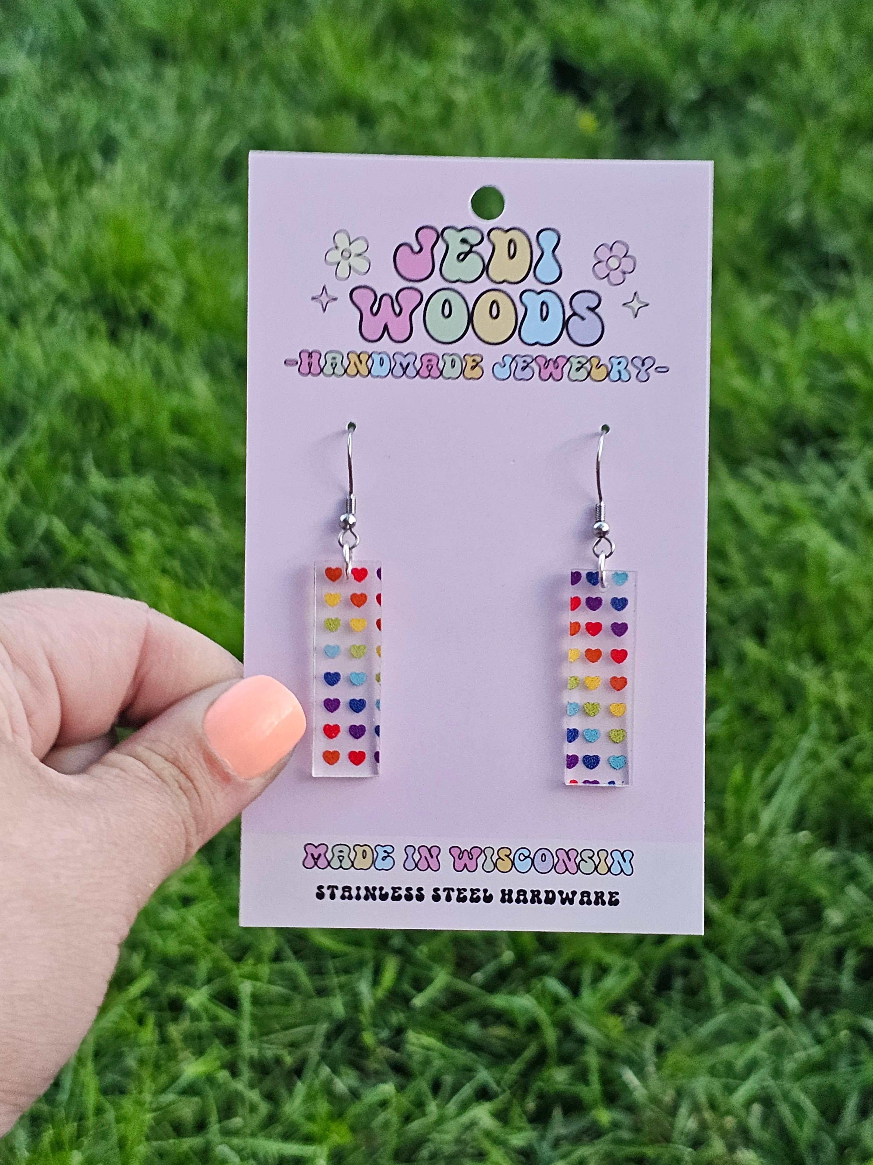 Bar Earrings in Rainbow Patterns